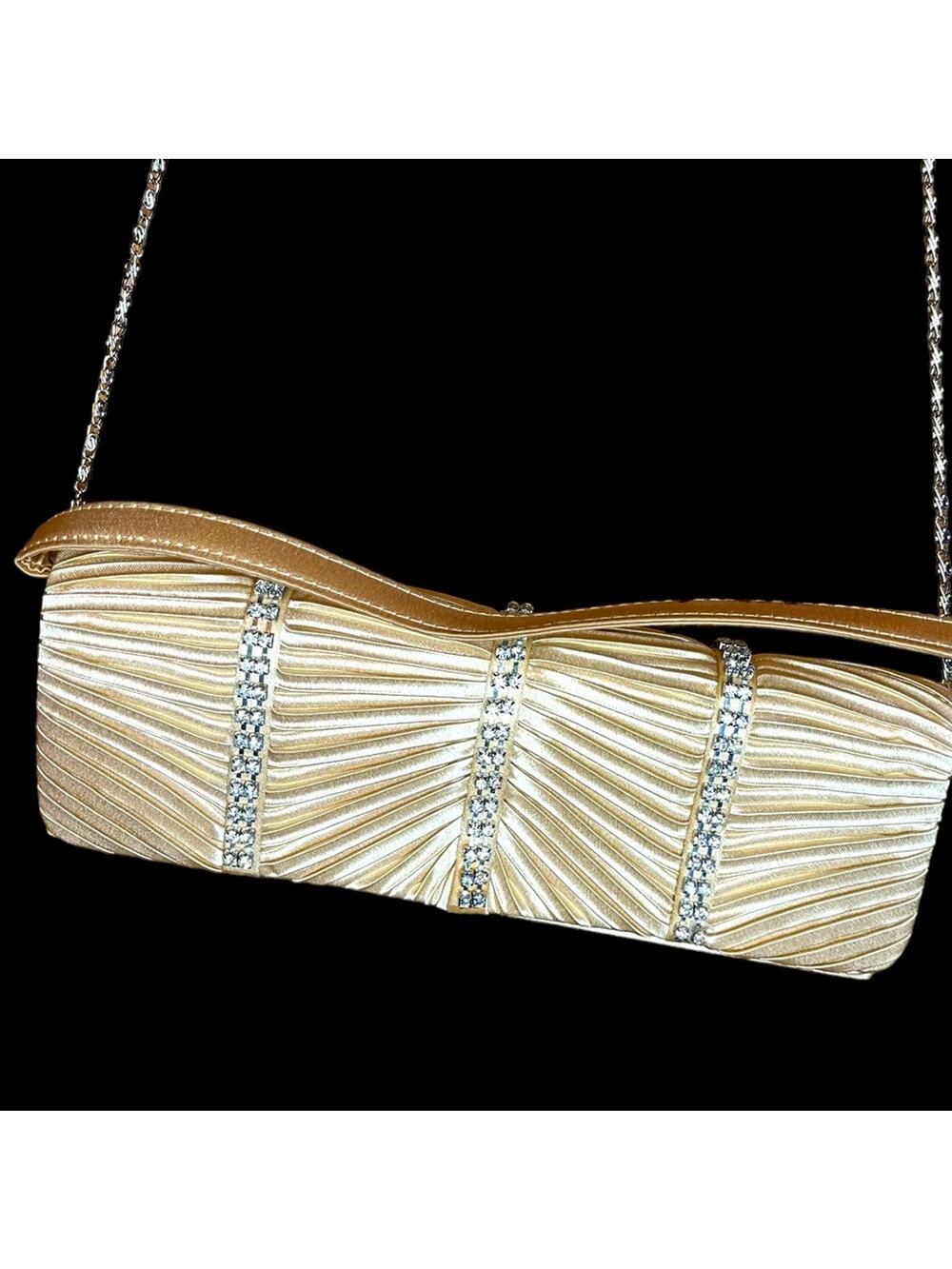 Daniel Ames Gold and Crystal Evening Bag with Detachable Shoulder Chain & Strap